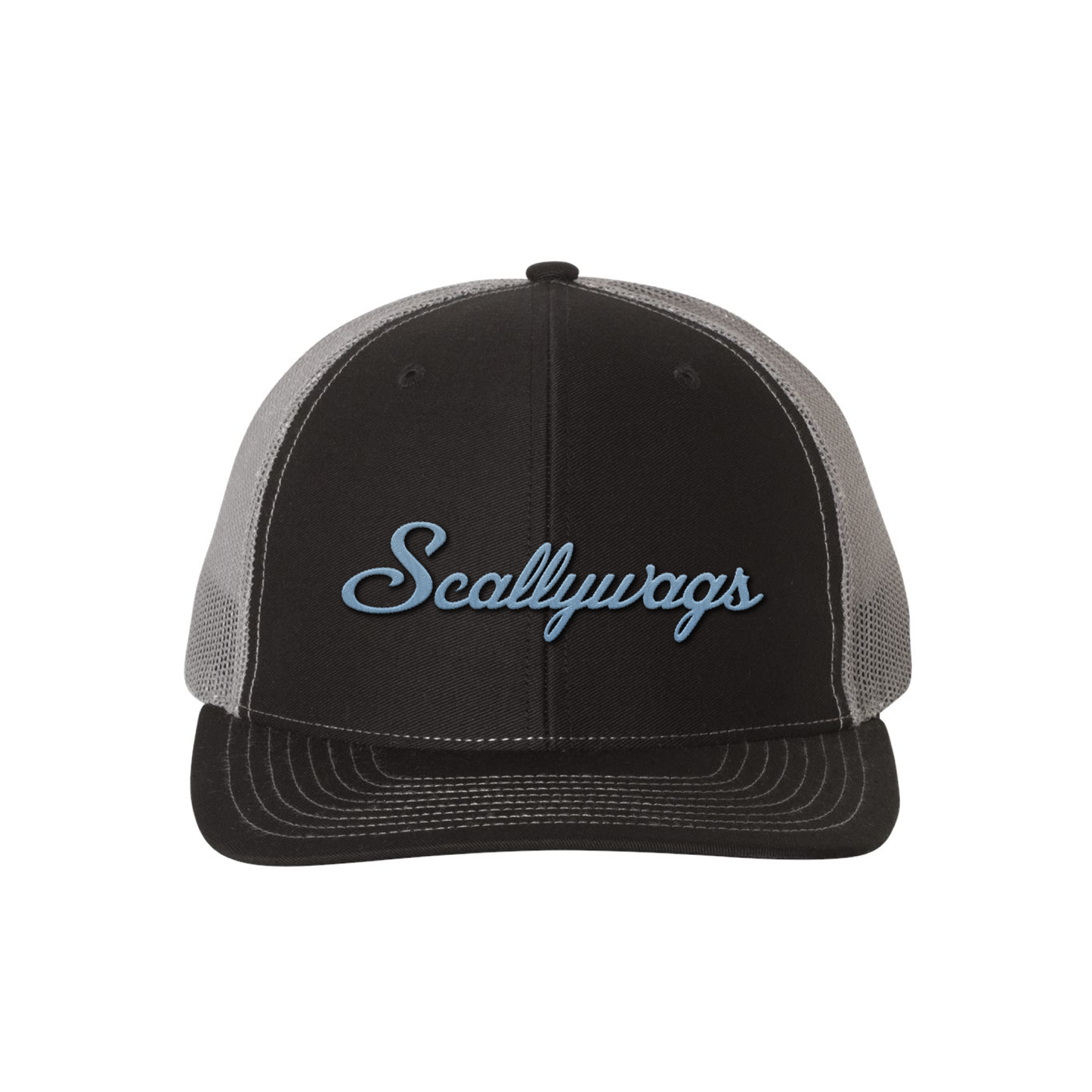 Scallywags - Snapback Trucker Cap Black (blue thread)